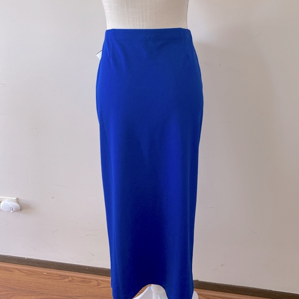NYCC Women’s ocean blue pencil left side slit skirt with nine fabric buttons M - Picture 5 of 12